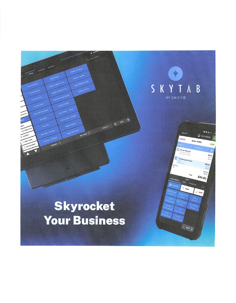 SkyTab POS workstation and handheld payment device